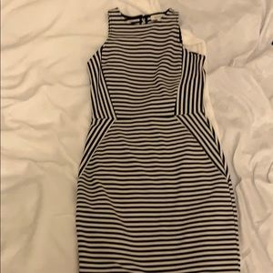 Black and white striped bodycon dress